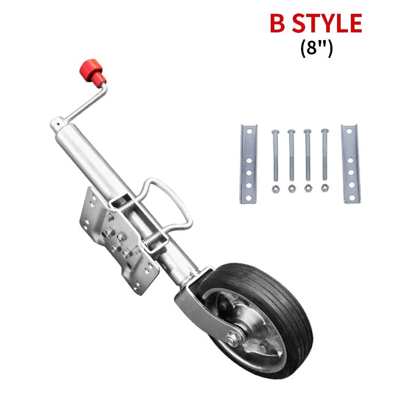 New High Quality Top Shaking Hand Cranked Trailer Jack Support Leg Guide Wheel Rubber Hitch Parts 1100lbs 6" 8" 10" 3