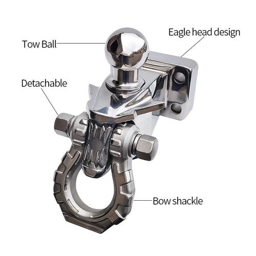 304 Stainless Steel Tow Hook for Prado LC250 Dragon's Tooth Design with Tow Ball Trailer Hitch Base Off-road Car Accessories 2