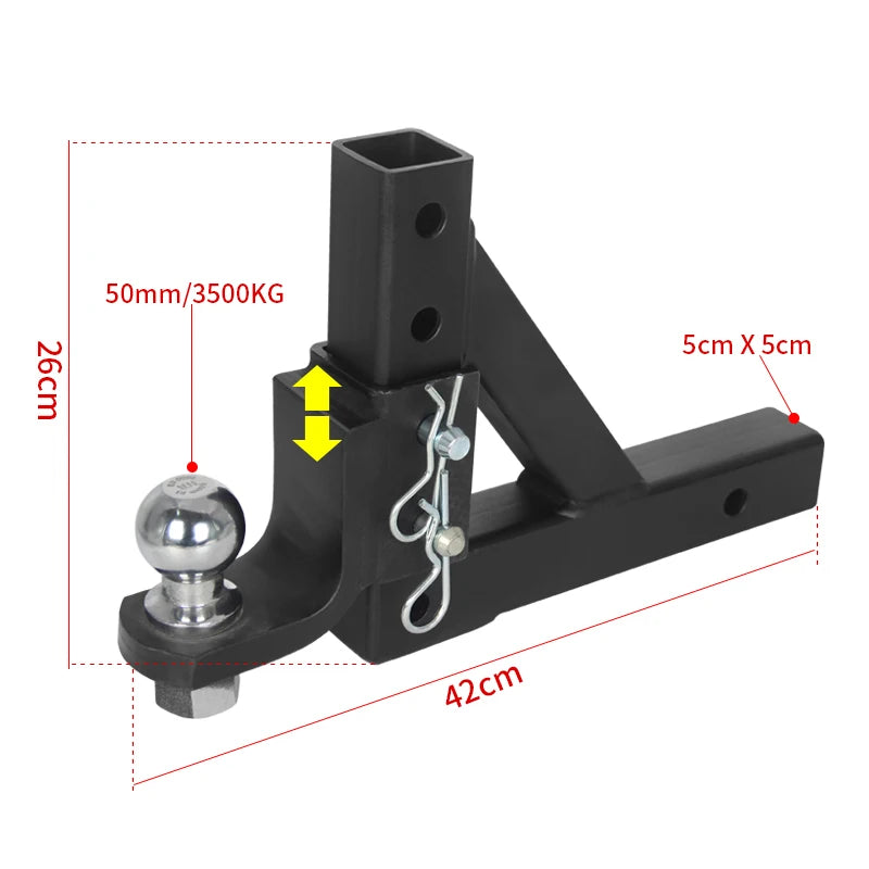 Adjustable Trailer Hitch Ball Mount with 50mm Tow Ball 4-Level Height Adjustable Removable for 2 Inch Receiver Truck RV Towing 6