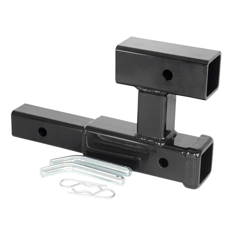 Powder Coated Dual 2 Inch Hitch Receiver Parts Trailer Hitch Car Accessories Heavy Duty Steel Towing Adapter Dual Hitch Extender 1