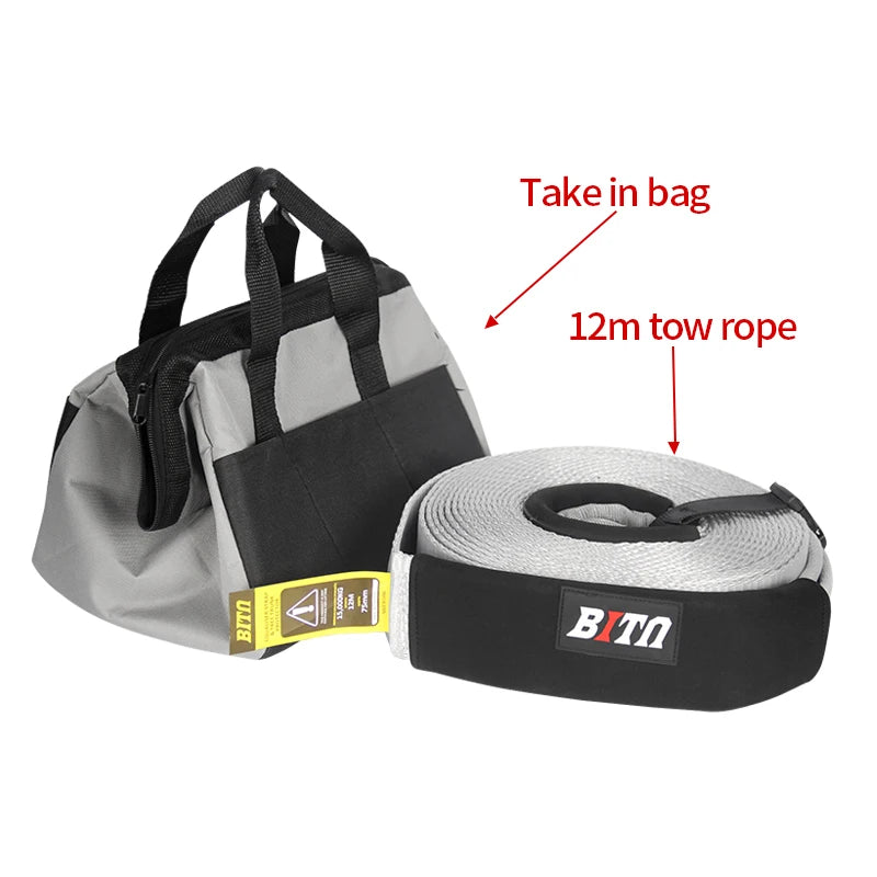 12m 15ton Nylon Synthetic Rope for Off-Road Emergency Kinetic Towing Trailer Hitch Parts & Car Accessories 2