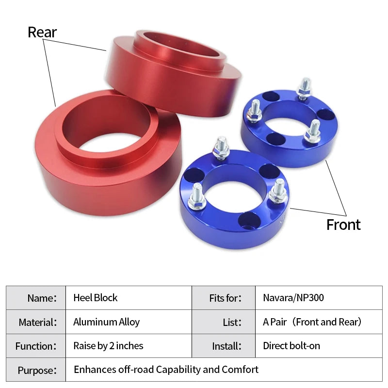 Fits for Navara and NP300 Raise the Cushion Block Front and Rear Suspension Lift Spacers Kits Trailer Hitch Car Accessories 2