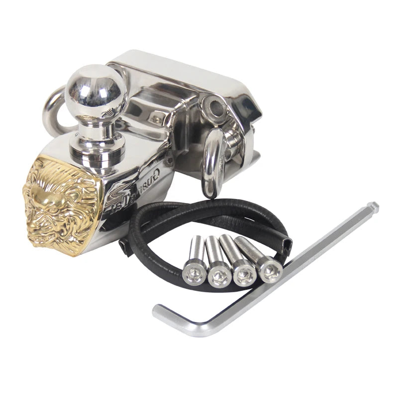 Prado Car lion Mask Stainless Steel Off-Road Rescue Base Ring and Towing Ball Tow Hook Trailer Hitch Camp Trailer Accessories 1