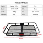 Fits 2inch Receiver Square Mouth Luggage Basket Outdoor Rack Universal Install with Car Trailer Hitch Camp Trailer Accessories 3