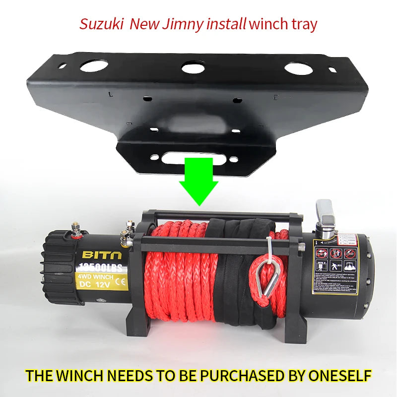 For New JIMNY Steel Front Bumper Winch Tray Bracket Parts Winch Mounting Rack Holder Trailer Hitch Car Winch Cradle Accessories 4