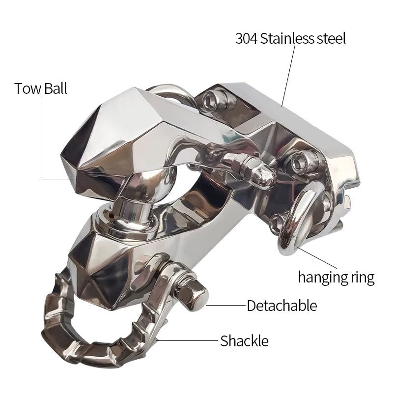 Trailer 304 Stainless Steel Tow Hook for Toyota 2003-2023 Prado Viper Design Parts Trailer Hitch Base Off-road Car Accessories 2