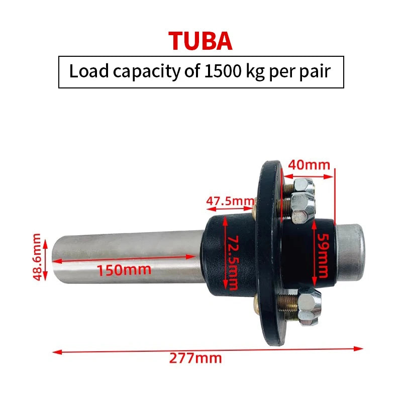 New High Quality Steel 5-114.3 Unbraked Trailer Half Axle Straight Haba Head Wheel Hub Belt Hitch Accessories 1500kg Load 3