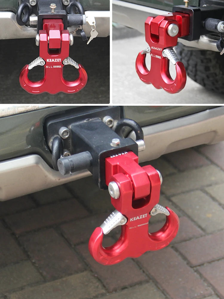 11000lbs 5000KGS 7075 Aluminum Forged Sheep Horn Tow Hook 5cmx5cm Square Mouthed Tube Arm Trailer Hitch for Car Accessories 6