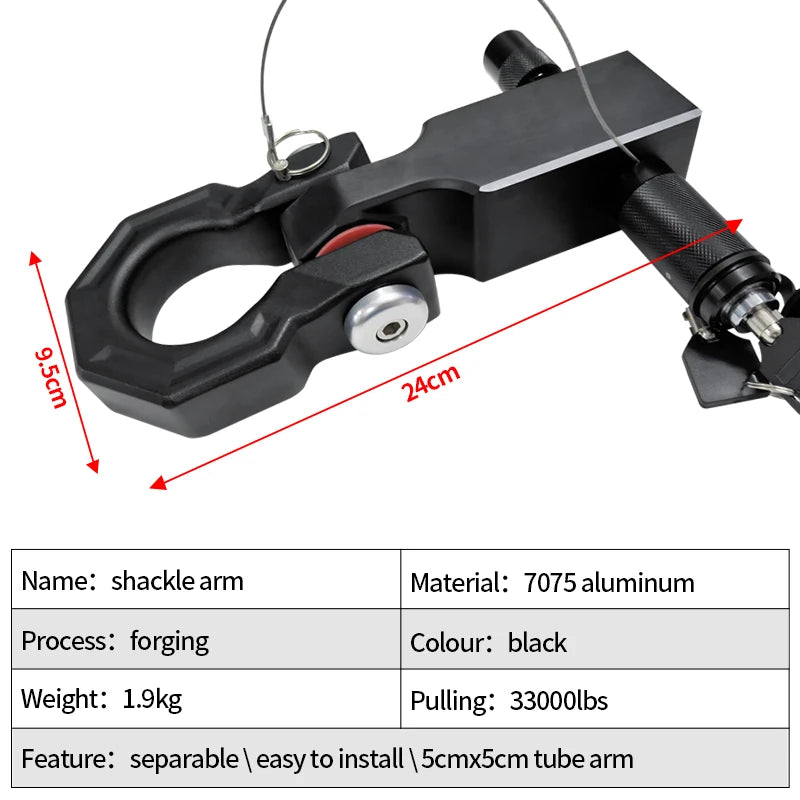 15ton Shackle Aluminium Trailer Arm Connector 2 Inch Receiver Trailer Hitch Camp Trailer Car Accessories Offroad Refit Parts 2