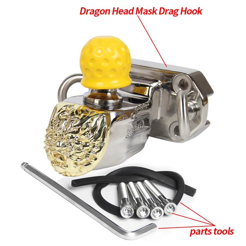 Dragon Mask Style Tow Hook Stainless Steel Fits PRADO Car Trailer Hitch for Rear Bumper Trailer Hitch Camp Trailer Accessories 3