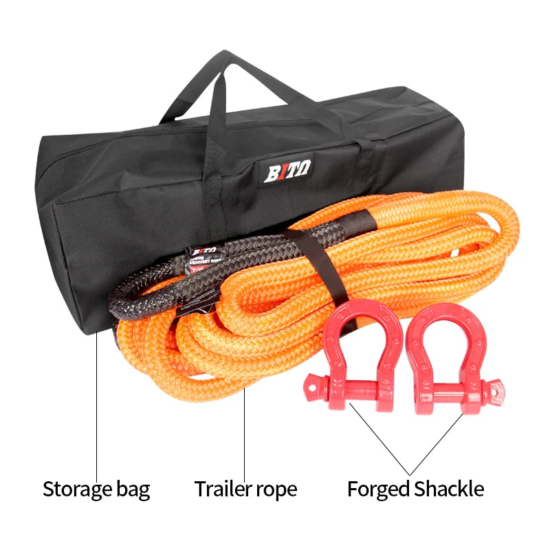 15-Tons Nylon Fluorescent Car Trailer Rope Stretch & Draw Emergency Rescue Tow Trailer Hitch Accessory Trailer Hitch 2