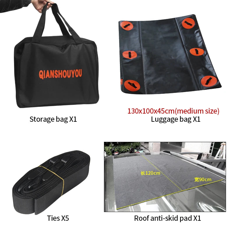 580L 20 Cubic Feet Waterproof Car Rooftop Cargo Carrier Bag PVC Roof Top Luggage Bag for Road Trip Camping SUV Van Trailer Hitch 5