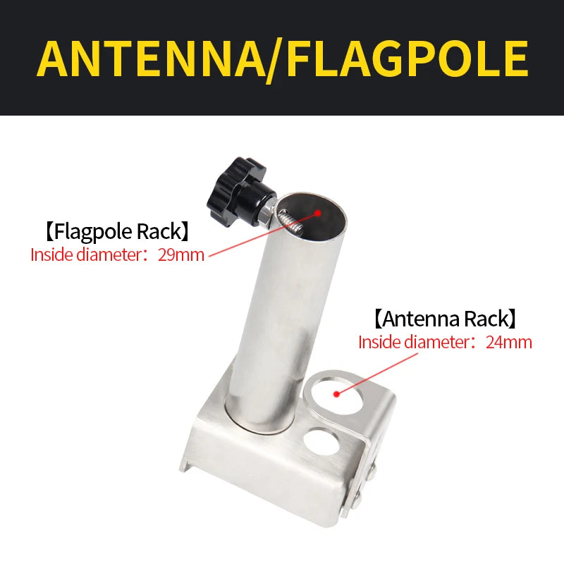 New CNC Stainless Steel Flagpole Antenna Bracket Mount Holder for LC100 Trailer Parts Accessories Retrofit/Upgrade 3