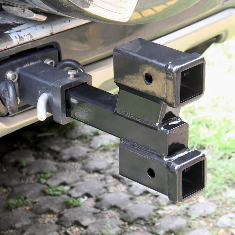 Heavy Duty Manganese Steel 5x5cm Solid Tube Adapter with 2-inch Receiver Dual Ports Trailer Arm Trailer Hitch Car Accessories 6