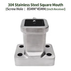Stainless Steel Towing Square Mouth Base with 2inch Receiver 85X45mm Universal Hole Trailer Hitch Offroad Parts Car Accessories 1