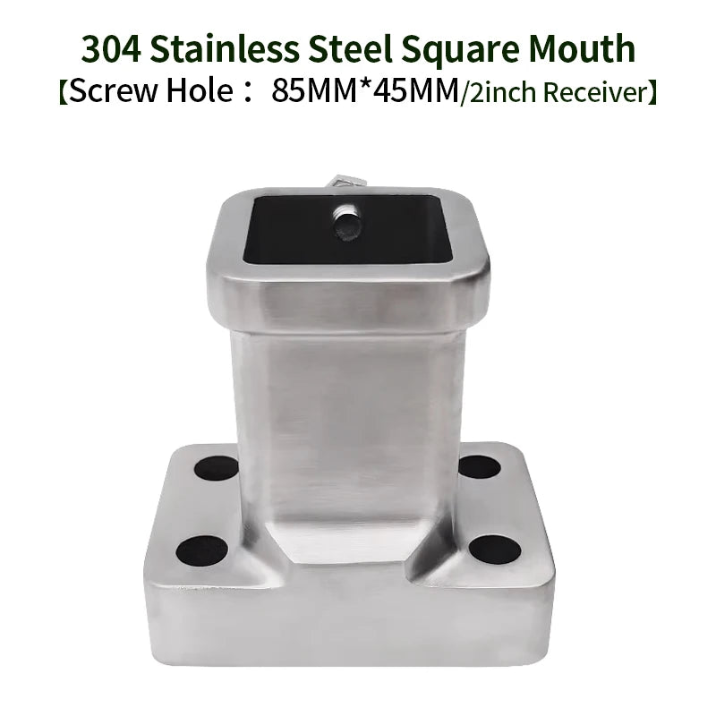 Stainless Steel Towing Square Mouth Base with 2inch Receiver 85X45mm Universal Hole Trailer Hitch Offroad Parts Car Accessories 1