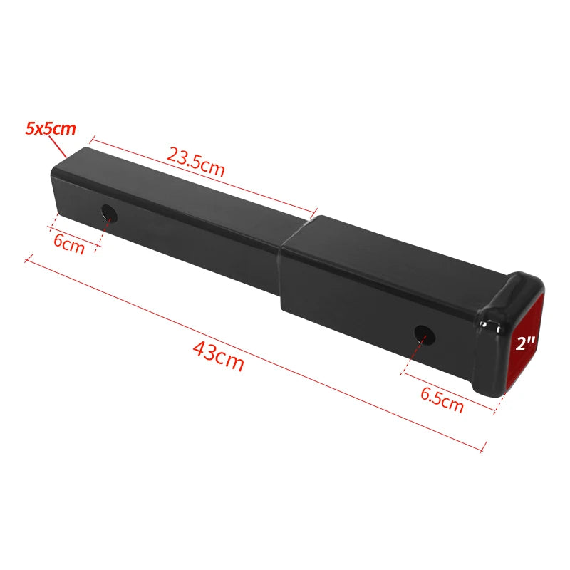 2 Inch Hitch Receiver Extension Square Tube Heavy Duty Trailer Towing Extender for Rear Bumper Bike Rack Cargo Carrier Accessory 3