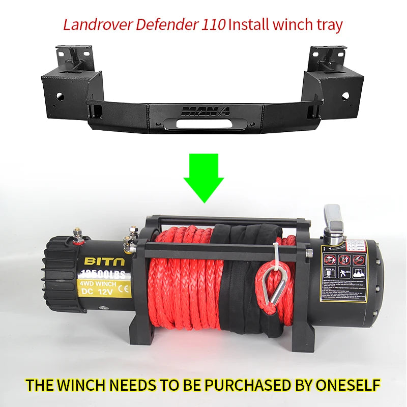 For Land Rover Defender 110 Front Bumper Winch Tray Bracket Tow Hook Trailer Hitch Mounting Rack Holder Frame Car Accessories 4