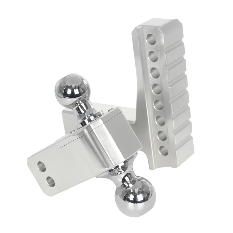 6inch Adjustable Aluminum Alloy Trailer Hitch Dual Ball Mount for 2 Inch Receiver up and Down Height Adjustable Car Towing Hitch 2