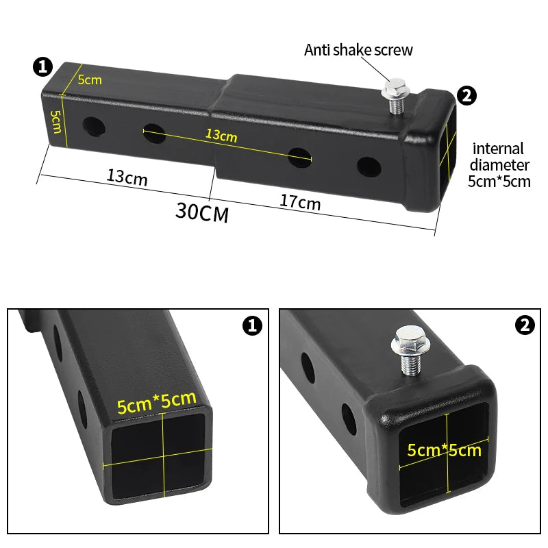 Extend American Style Square Mouth 2inch Receiver Tow Hook Bar Extension Premium Parts Trailer Hitch Camp Trailer Accessories 3