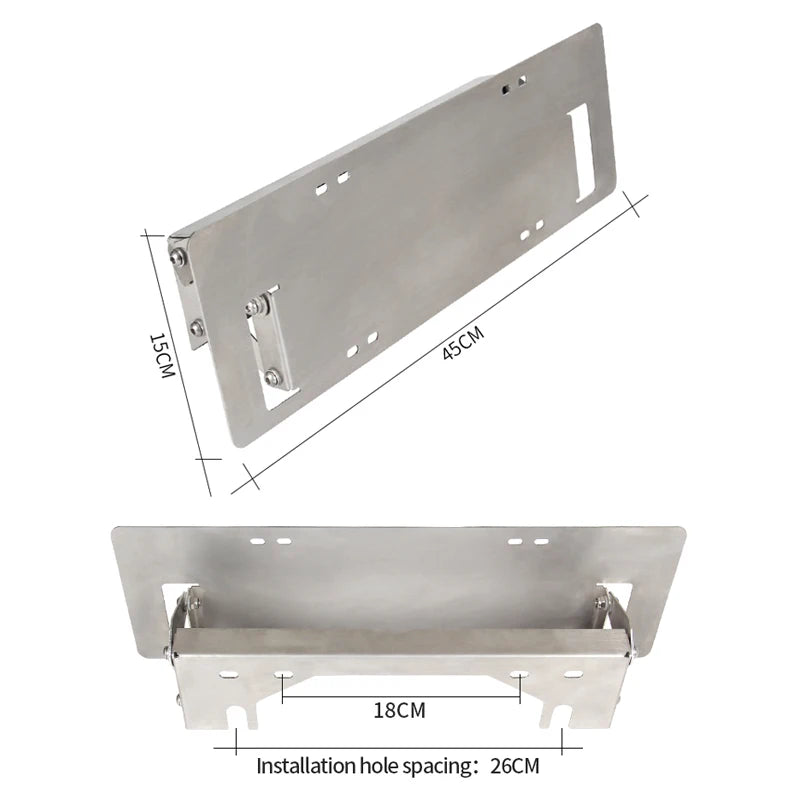 Stainless Steel Silver Front License Plate Frame Holder 45x15cm SUV Winch Trailer Hitch Parts Accessories Polished Bracket 4