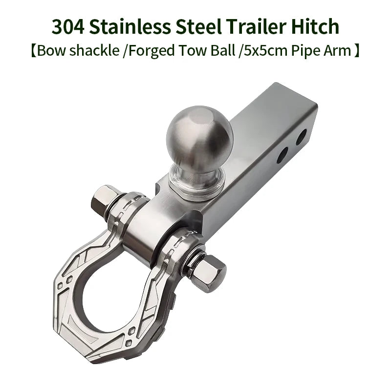 Trailer 304 Stainless Steel Towing Solid Short Arm with Bow Shackle and Forged Tow Ball Trailer Hitch Arm Camping Car Parts 1