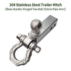 Trailer 304 Stainless Steel Towing Solid Short Arm with Bow Shackle and Forged Tow Ball Trailer Hitch Arm Camping Car Parts 1