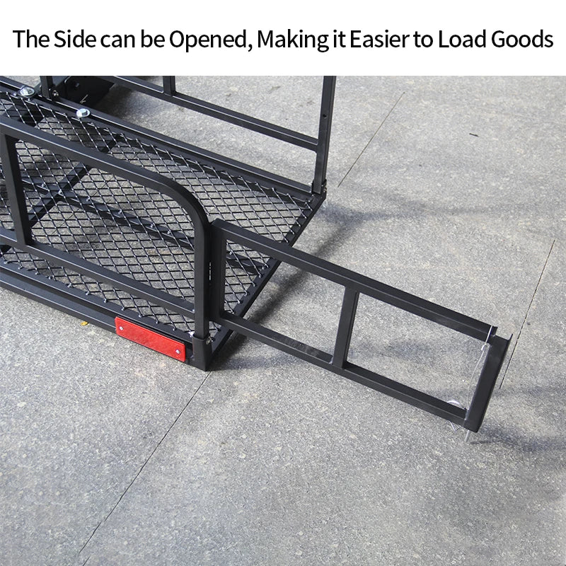 High Railing Folding Luggage Rack Cargo Carrier for Rear Bumper 2inch Receiver Trailer Hitch High Side Cargo Basket Accessories 4