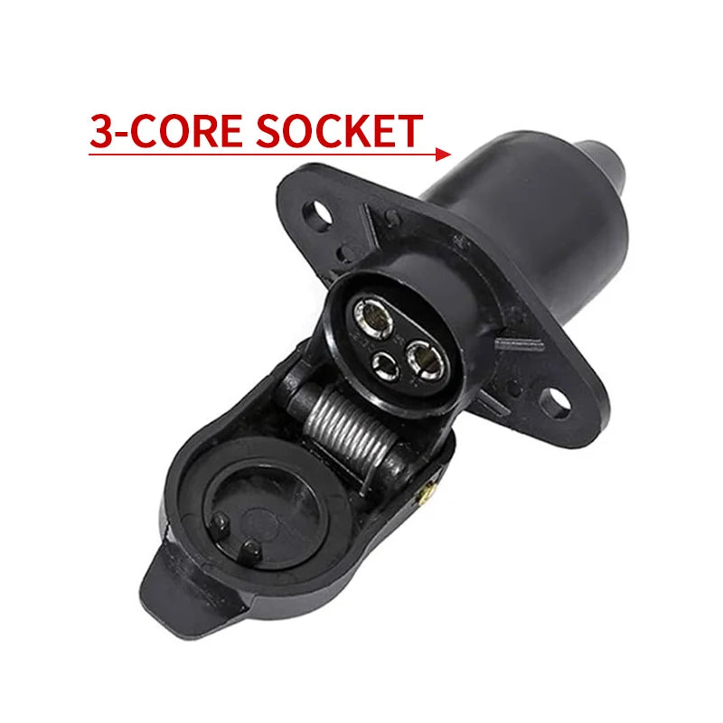 European 3 Pin Trailer Plug and Socket Set Waterproof 3 Pole Socket Connector for Tractor Agricultural Machinery Truck Caravan 5