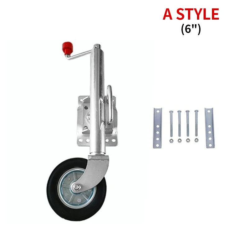New High Quality Top Shaking Hand Cranked Trailer Jack Support Leg Guide Wheel Rubber Hitch Parts 1100lbs 6" 8" 10" 2