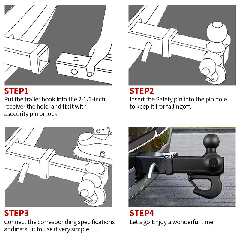 Fits for RAM2500 Hemi and Ram3500 Trailer Hitch Tri Ball Trailer Arm to 2-1/2-inch Receiver Refit Tow Hook Parts Car Accessories 5