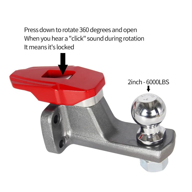 Universal Model Towing Refit Parts 85x45mm Install Hole of Rear Bumper 2inch 6000lb Ball Tow Hook Trailer Hitch Accessories 3
