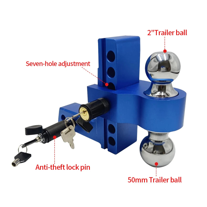 Aluminum Alloy Trailer Arm Dual Ball Parts 6-inch 7-hole Height Adjustment Tow Hook Trailer Hitch Camp Trailer Car Accessories 2