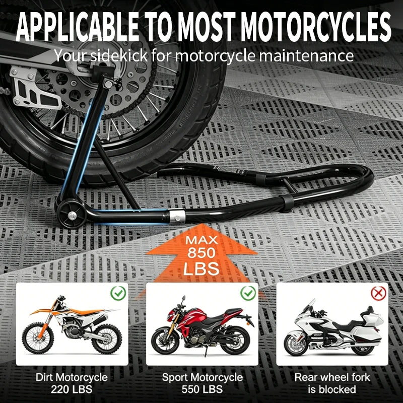 Motorcycle Rear Wheel Lift Stand Parts Steel Rear Paddock Stand Wheel Lift Support Repair Maintenance Holder for Motorbike Tools 6