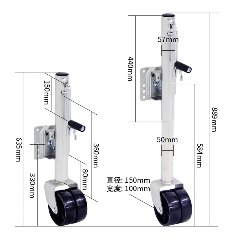 6-inch Twin Wheel Trailer Jack Bracket Universal Guide Knight Caster Trailer Accessories Yacht ATVUTV RV Trailer Hitch 2