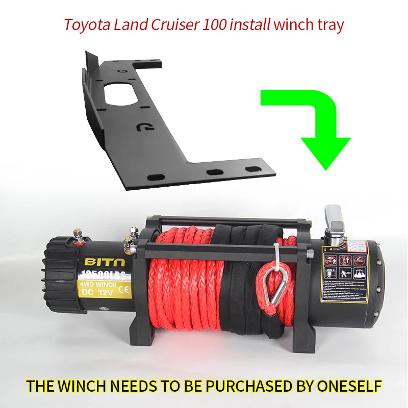 For Land Cruiser 100 Steel Winch Tray Bracket LC100 Winch Mounting Rack Holder Trailer Trailer Car Winch Cradle Accessories 4