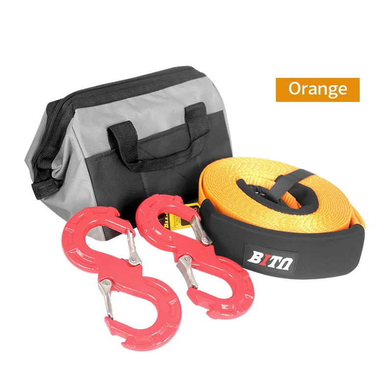 New High Quality Nylon Double Braided Kinetic Rescue Tow Rope 15 Ton Load Capacity 9m Length 75mm Size Emergency Trailer 3