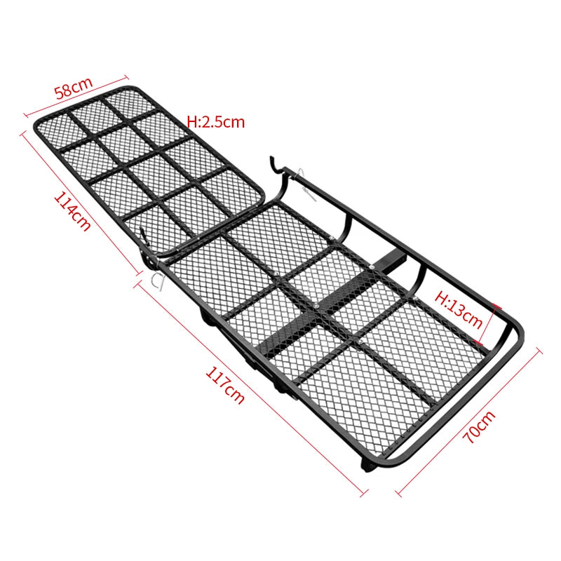 Folding Rear Trunk Cargo Carrier Basket, Hitch Mount Luggage Rack for Travel Camping SUV Trailer Hitch Camp Trailer Accessories 2