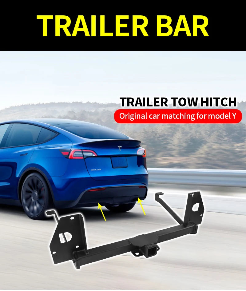 For Tesla 2020-2023 Model Y Steel Trailer Rear Bumper Coupling Parts Car Tow bar Towing Hook Vehicle Trailer Hitch Accessories 2