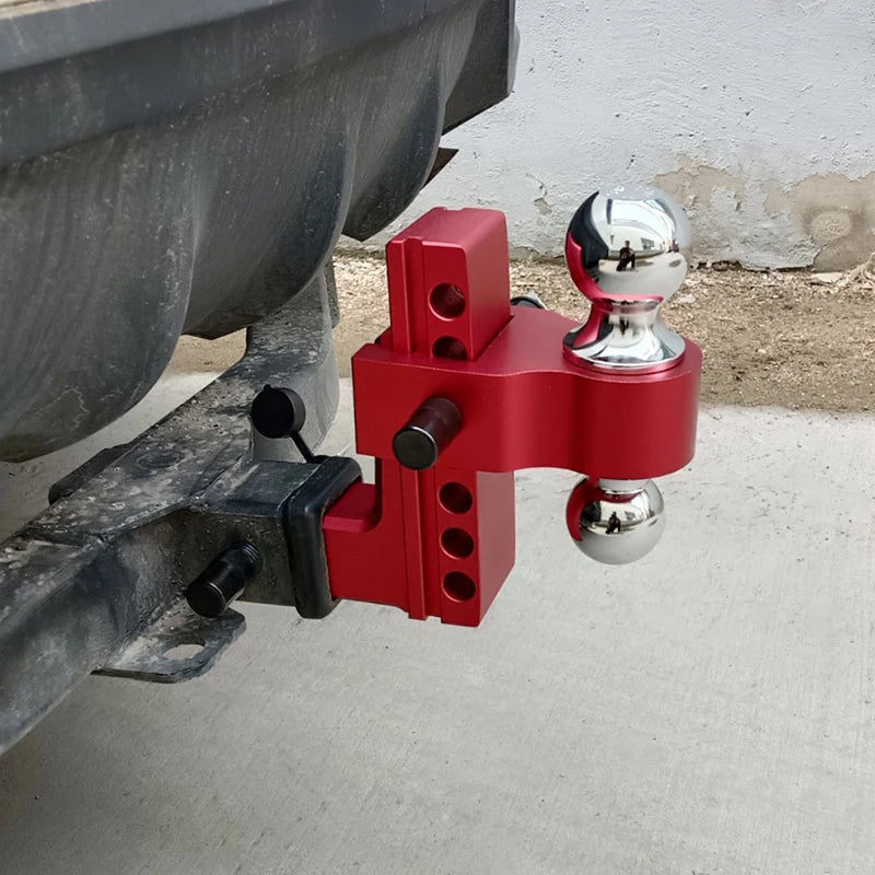 Rose-Red 6-Inch Aluminum Alloy Dual Trailer Hitch 50mm Ball Mount Parts 7-Hole Trailer Axle Arm Refit Tow Hook Car Accessories 6