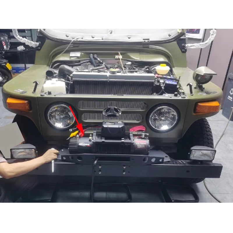 For BJ212 Steel Built-in Original Car Front Bumper Winch Tray Bracket Winch Mounting Rack Holder Frame Trailer Hitch Accessories 4