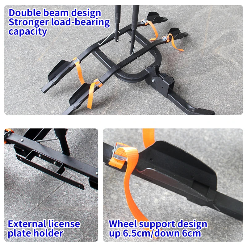 Foldable Bike Car Transport Racks Multiple Bike Car Carrying Square Mouth Quick Insertion Rear Hanging Trailer Hitch Accessories 5
