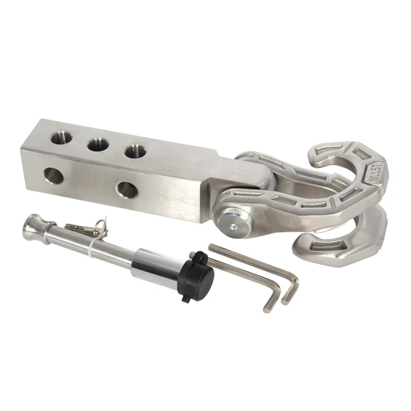 New Silver Stainless Steel Trailer Arm Release Tow Hook 5cm X 5cm Tube Arm 2inch Receiver Hitch 11000 LBS Load Capacity 1