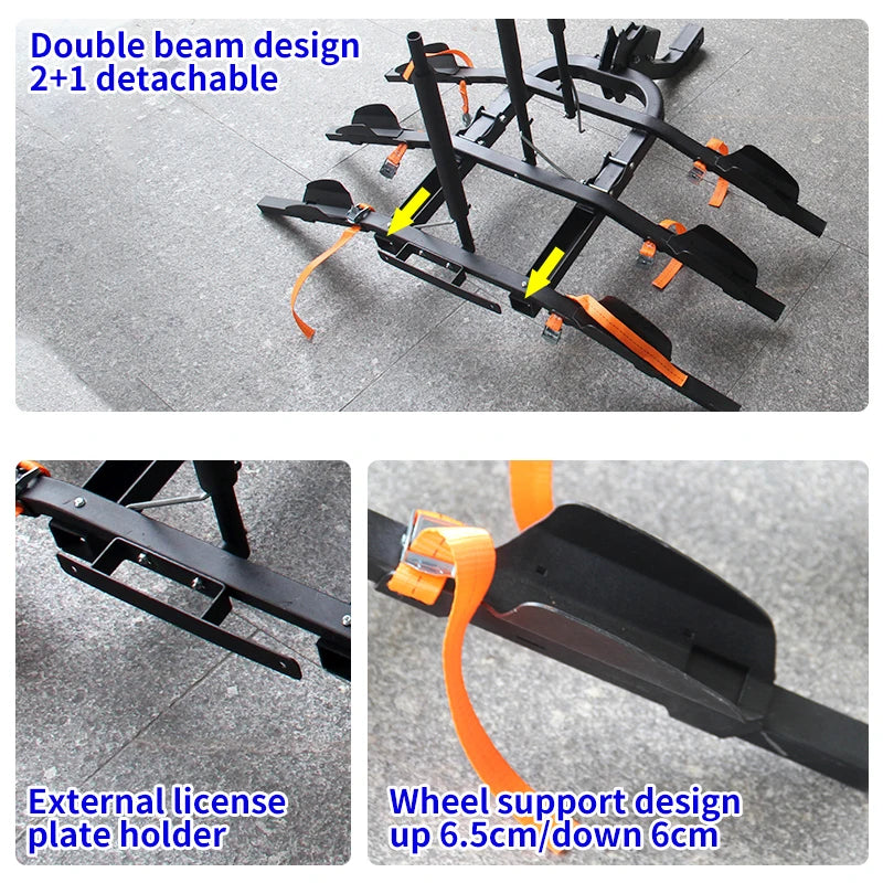Bicycle Carrier Rack for Rear Bumper 2inch Receiver SUV Car Road Trip Trailer Hitch Outdoor Parts Bike Towing Rack Platform 2