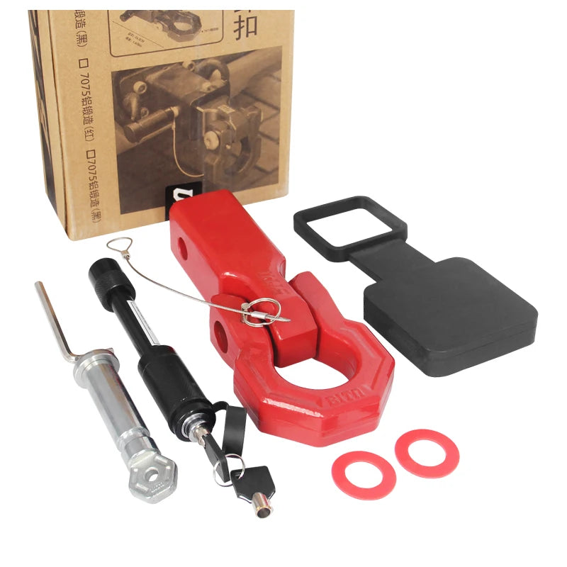 New High Quality Forged 40CR Steel Red/Black Trailer Arm Shackle U-hook 15 Ton Fits 2inch Receiver Off-road Tow Hook Hitch Camp 1