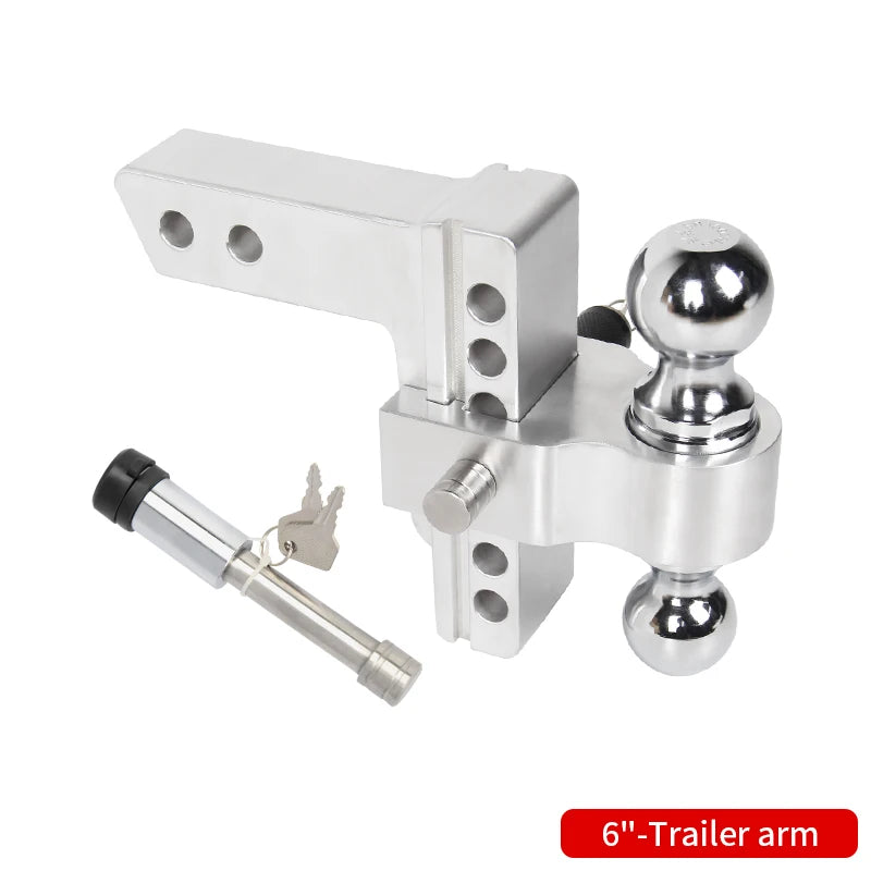 Trailer Hitch 6Inch Height Adjustable Aluminum Alloy Tow Arm With Double Trailer Ball Parts Car 4x4 Towing Recovery Accessories 5