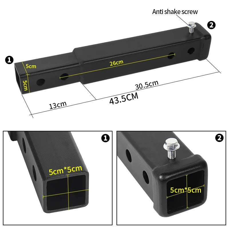 Square Mouth Trailer Hitch Arm Extension Rod Rear Bumper Towing Trailer Hook Connector Trailer Parts Camp Trailer Accessories 3