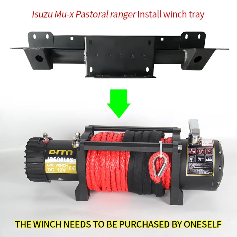 For Isuzu MU-X Steel Winch Tray Bracket Front Bumper Winch Cradle Parts Trailer Hitch Car Winch Mounting Rack Holder Accessories 4