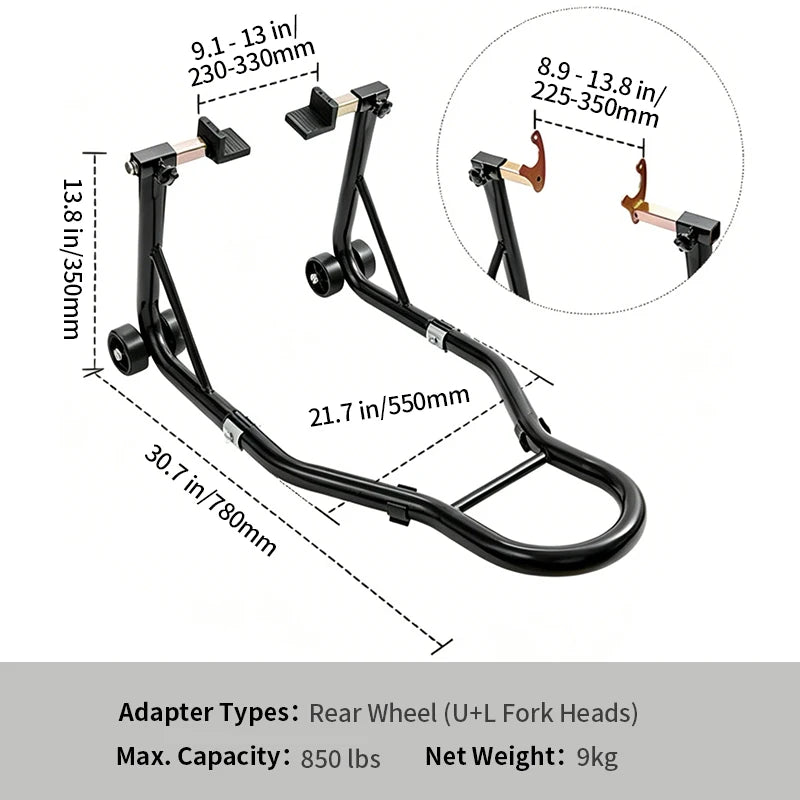Motorcycle Rear Wheel Lift Stand Parts Steel Rear Paddock Stand Wheel Lift Support Repair Maintenance Holder for Motorbike Tools 2